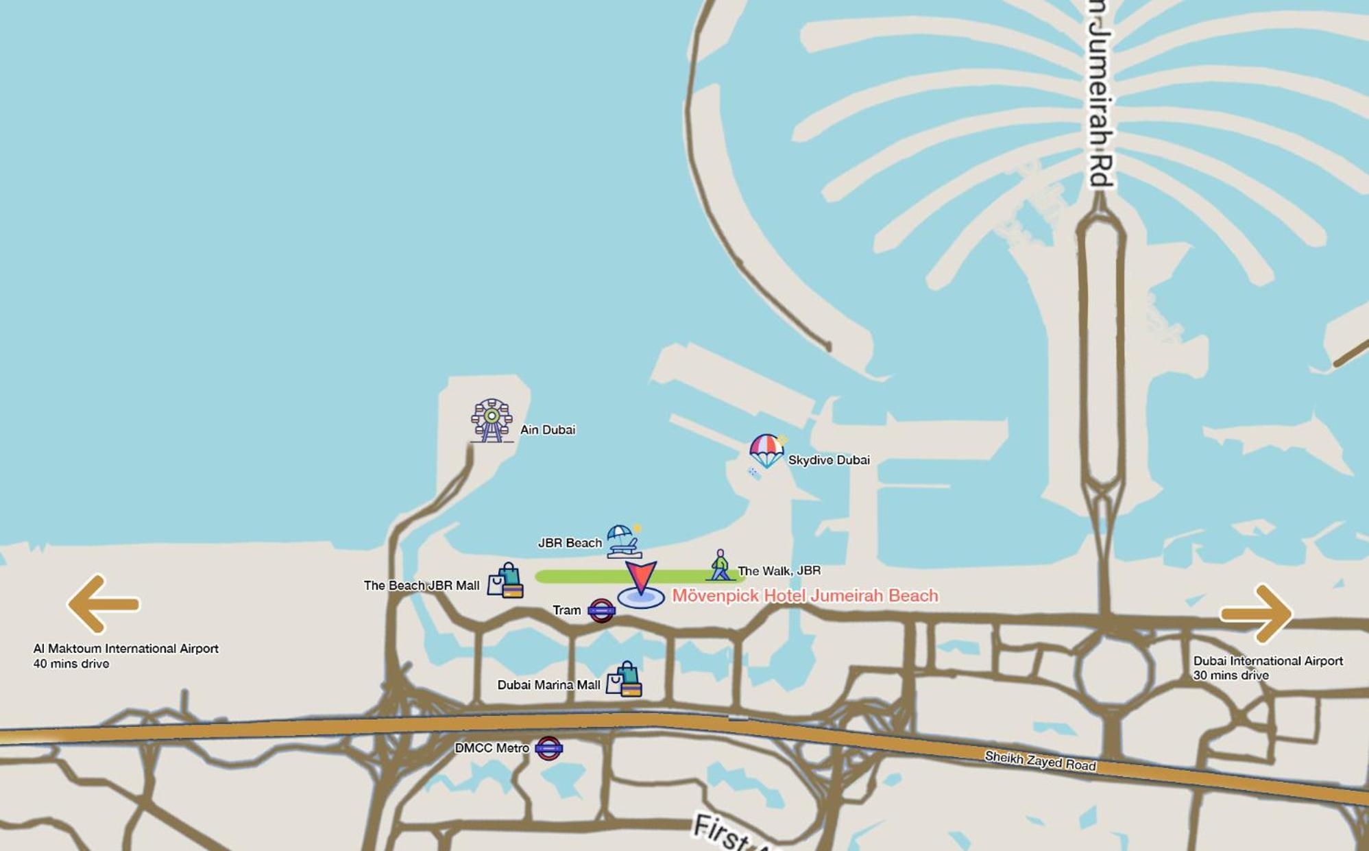 Moevenpick Hotel Jumeirah Beach Dubai Luaran gambar Location of the station within Dubai